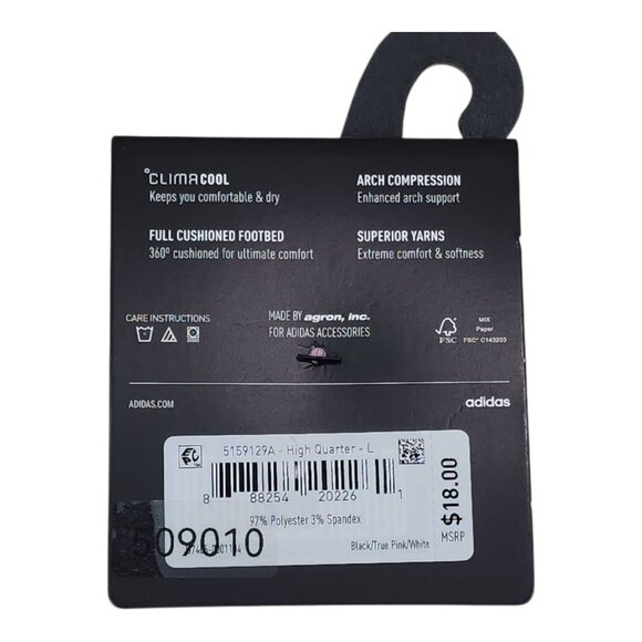 Adidas Mens Cushioned High Quarter Socks 3-Pack Large Shoe Size 6-12 - Picture 5 of 9